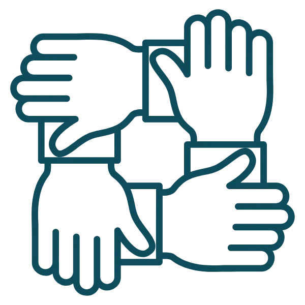 Community icon representing people working together to build safer, stronger communities